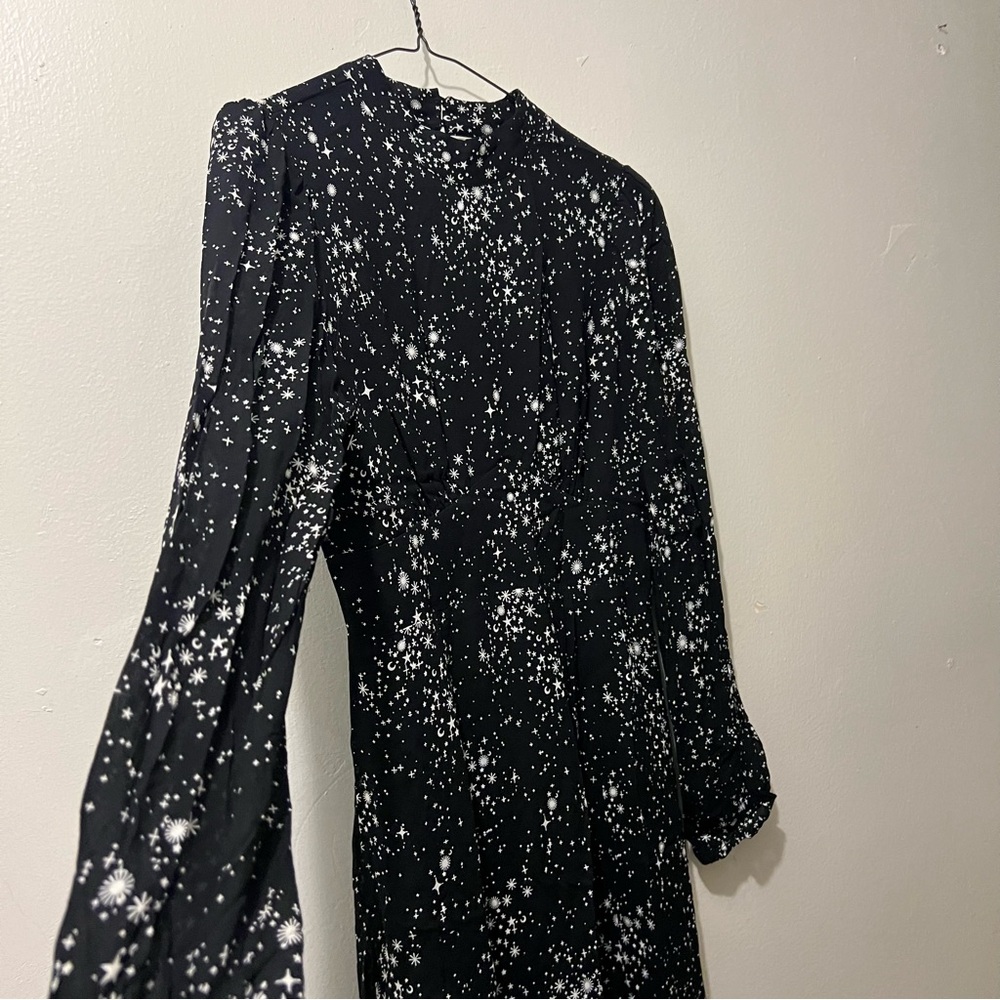 Forever 21 Black Celestial Witchy Dress with Side Leg Split